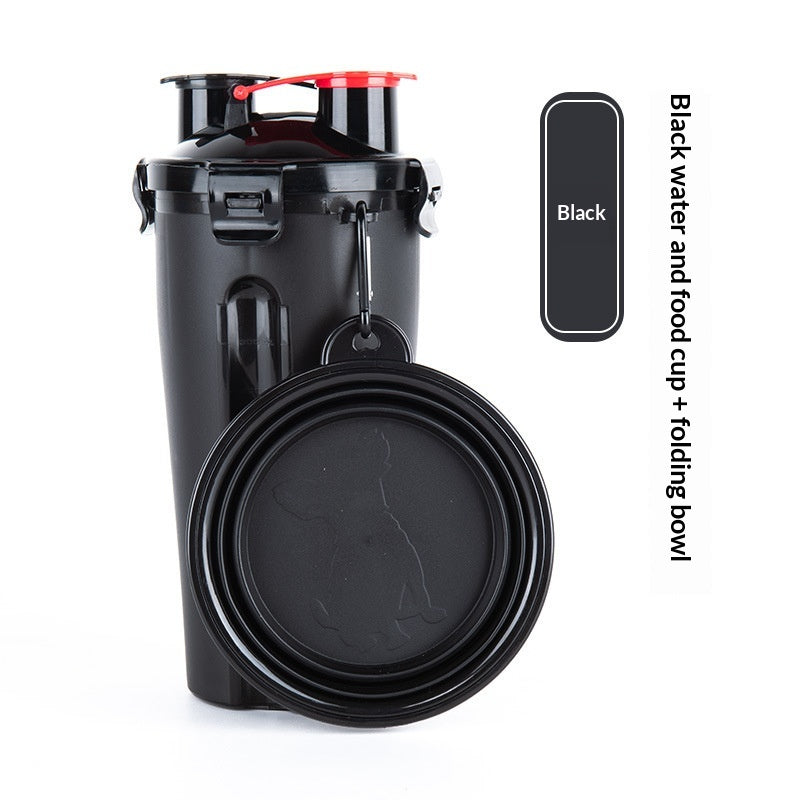 Black 2-in-1 dog travel bottle