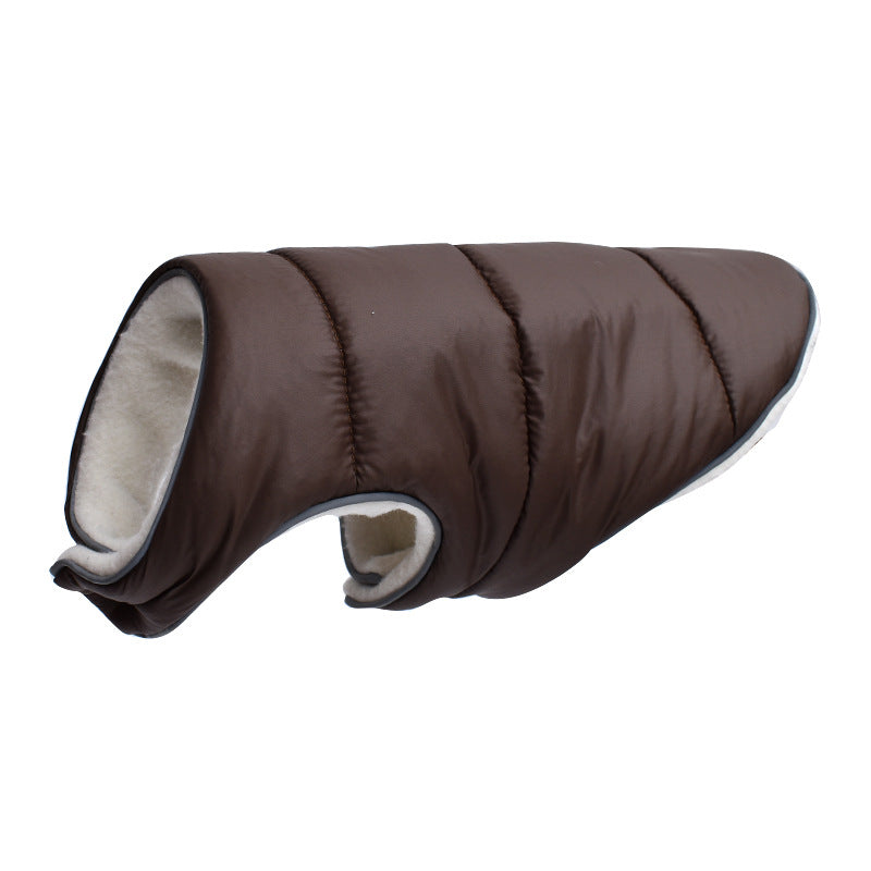 Brown padded dog jacket