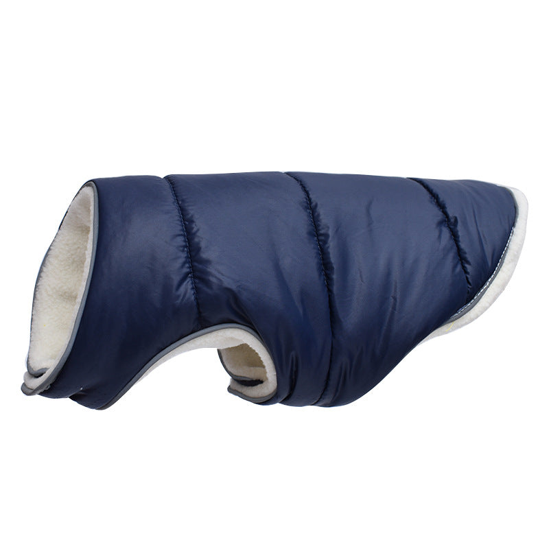 Navy padded dog jacket
