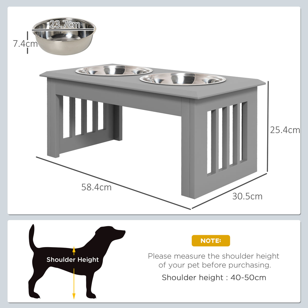 Raised feeder dimensions