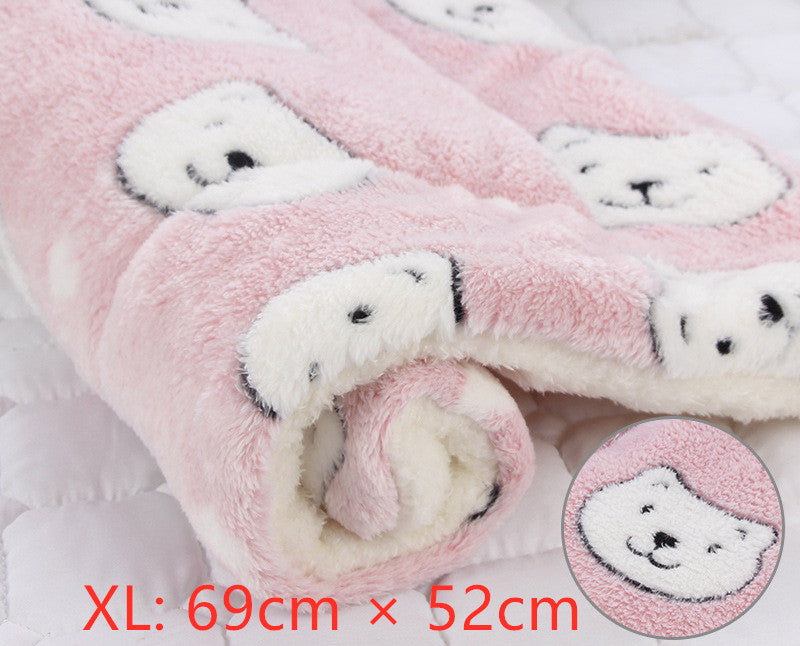Pink bear fleece dog blanket