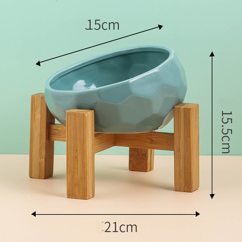 Ceramic Bowl & Wooden Stand