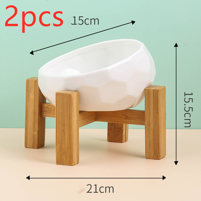 Ceramic Bowl & Wooden Stand