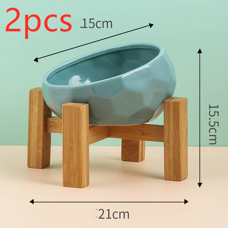 Ceramic Bowl & Wooden Stand