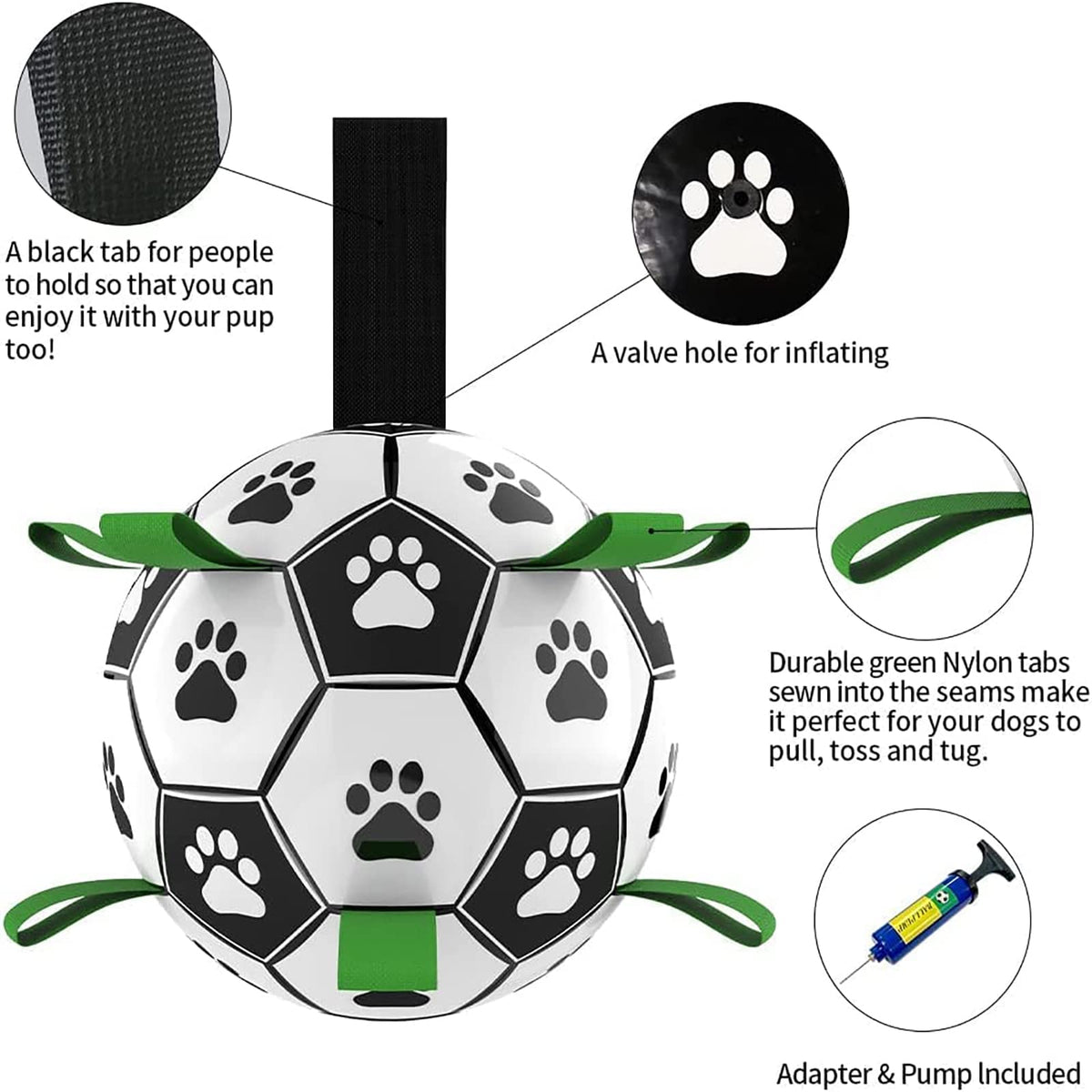 Dog Football with Tug Tabs