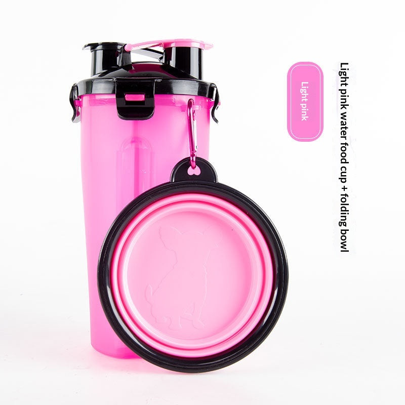 Pink 2-in-1 dog travel bottle