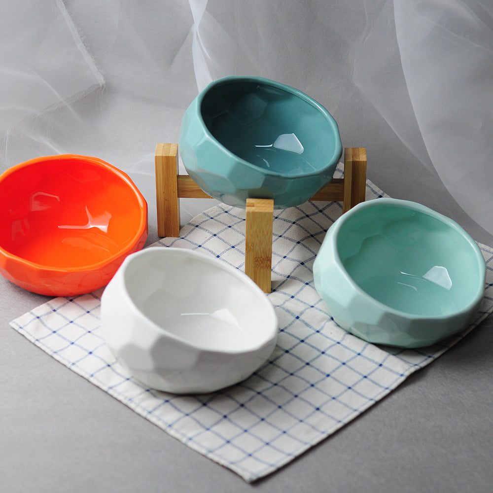 Ceramic Bowl & Wooden Stand