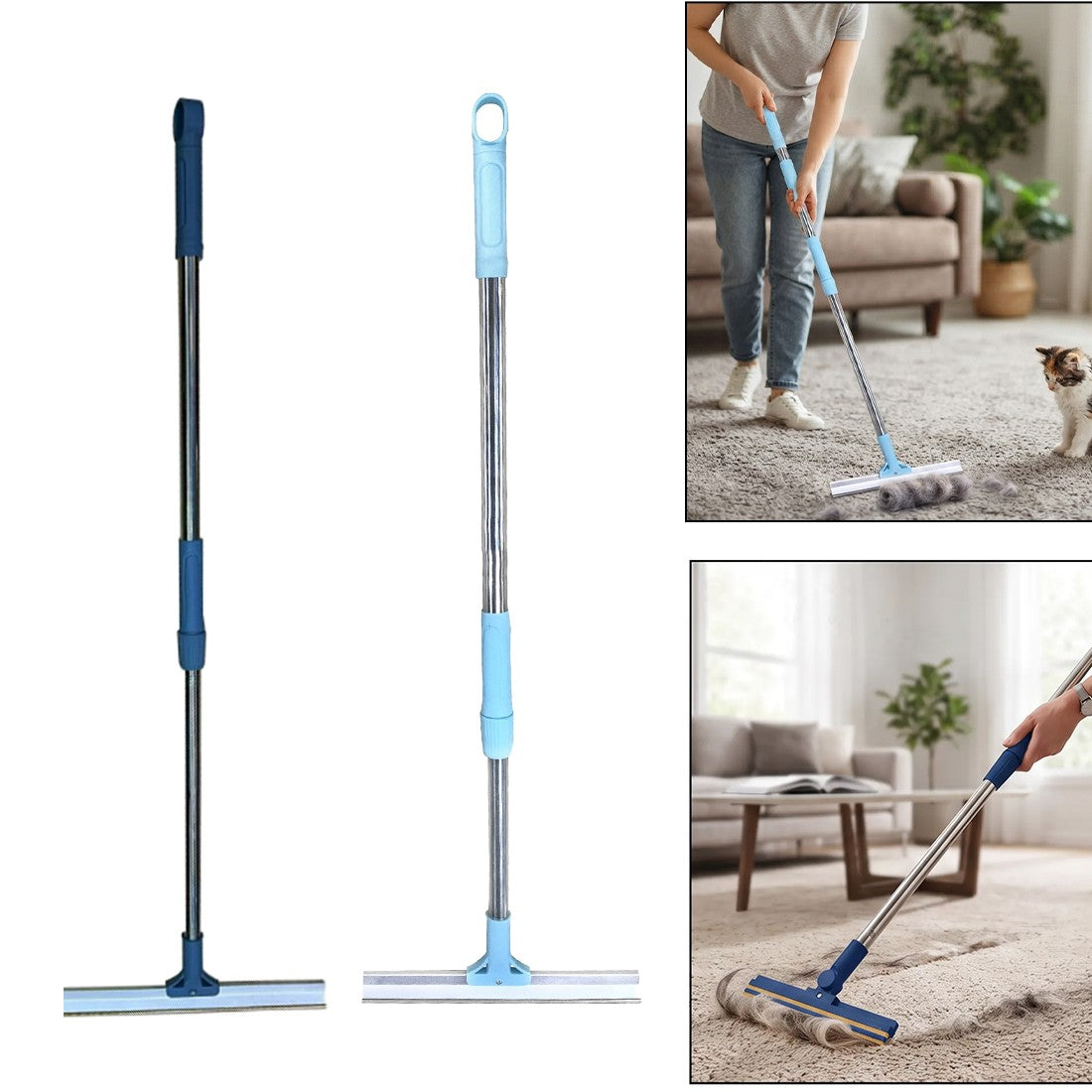 Pet hair rubber broom in two colours