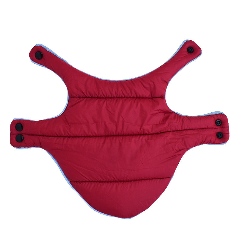 Padded dog jacket laid flat