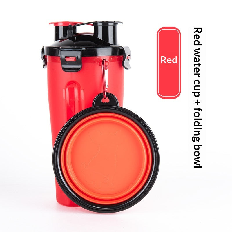 Red 2-in-1 dog travel bottle