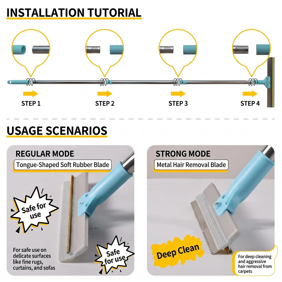 Broom assembly and blade modes