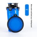 Blue 2-in-1 dog travel water and food bottle