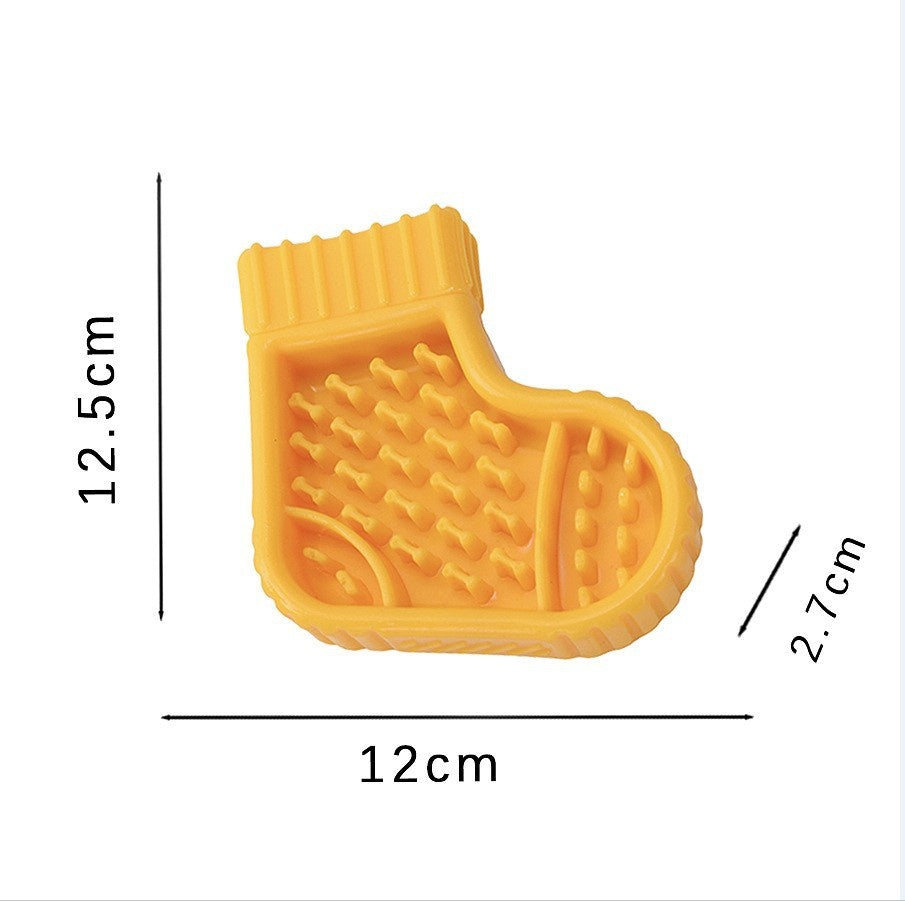 Sock-shaped dog lick and chew toy