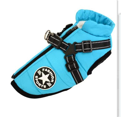 Dog coat with built-in harness