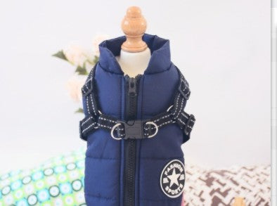 Dog coat with built-in harness