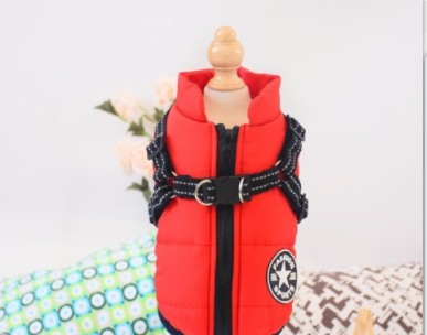 Dog coat with built-in harness